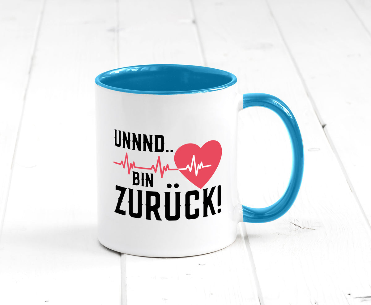 Bin zurück | Herzschlag Reanimation Puls Arzt Klinik Geschenk Humor Tasse