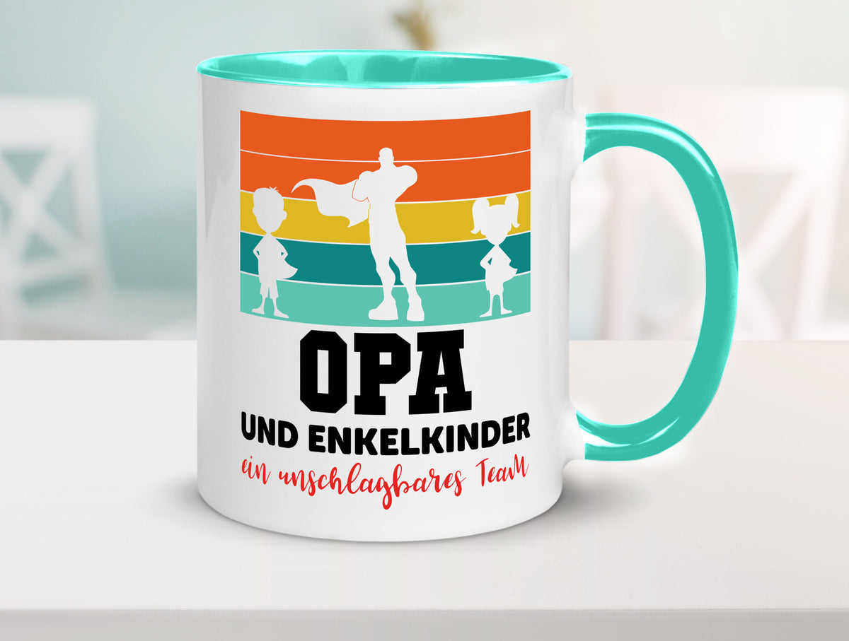 Opa und Enkelkinder ein unschlagbares Team Geschenkidee Familie Humor Tasse