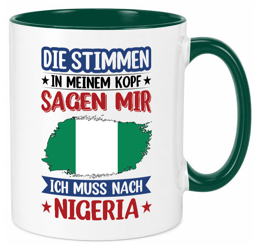 Nigeria | Urlaub Stimmen in meinem Kopf Traumland Geschenk Humor Geschenkidee Tasse