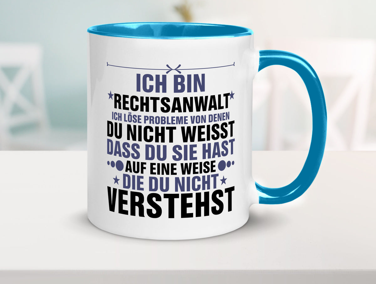 Löse Probleme: Rechtsanwalt | Anwalt Jurist v2 lustig Humor Geschenkidee Tasse