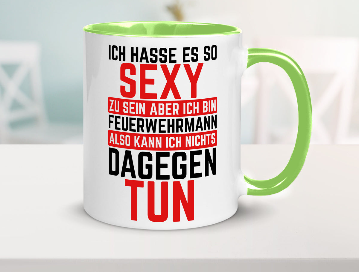 Sexy Feuerwehrmann | Helden Flammen Brandeinsatz lustig Humor Geschenkidee Tasse