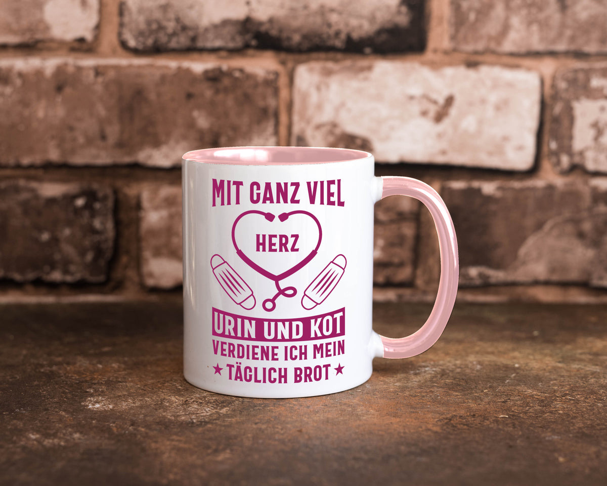 Herz, Urin, Kot, damit verdien ich mein Brot | Stethoskop Geschenk Humor Tasse