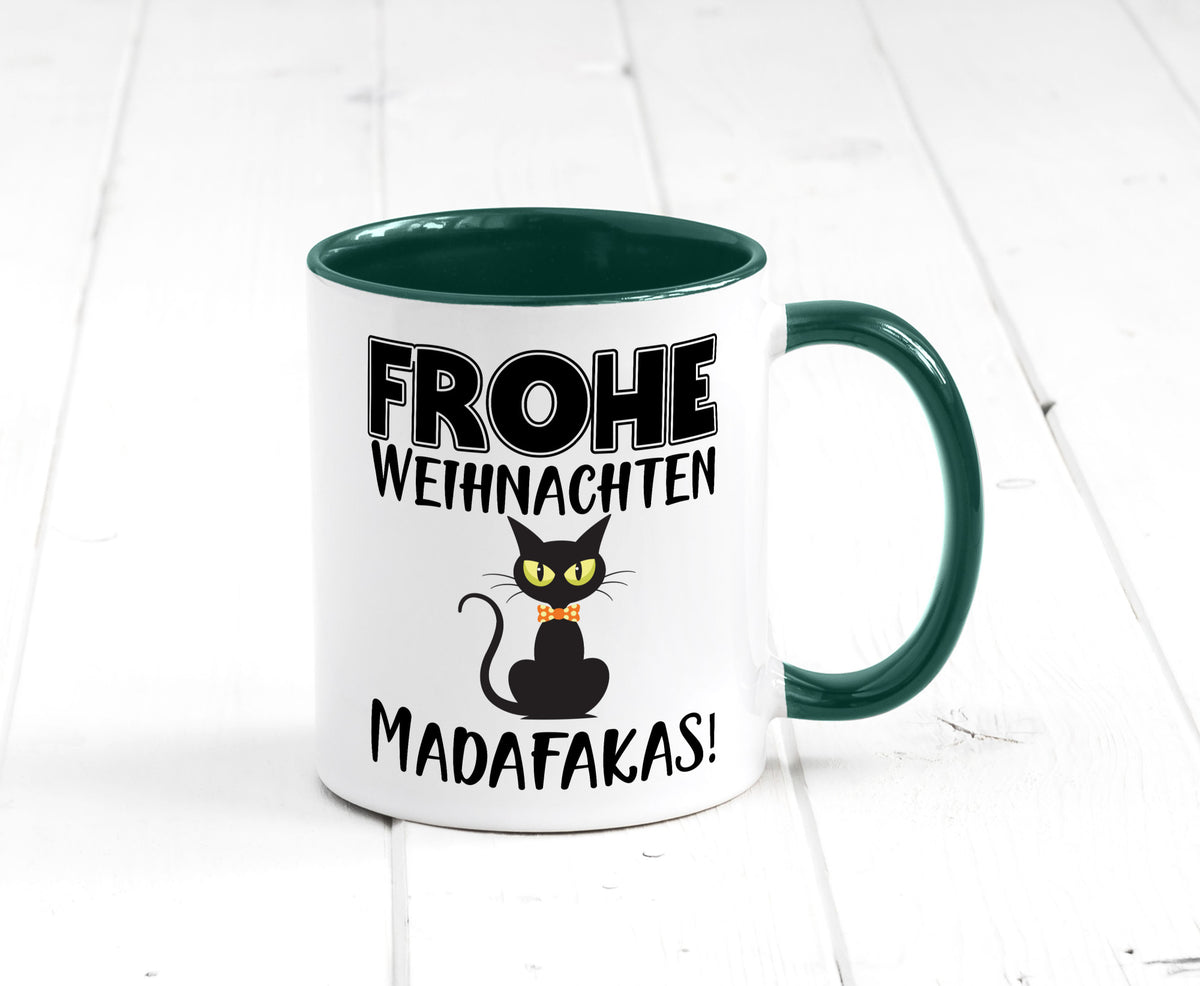 Frohe Weihnachten Madafakas! | Katze Tasse Vintage lustiger Spruch Geschenk