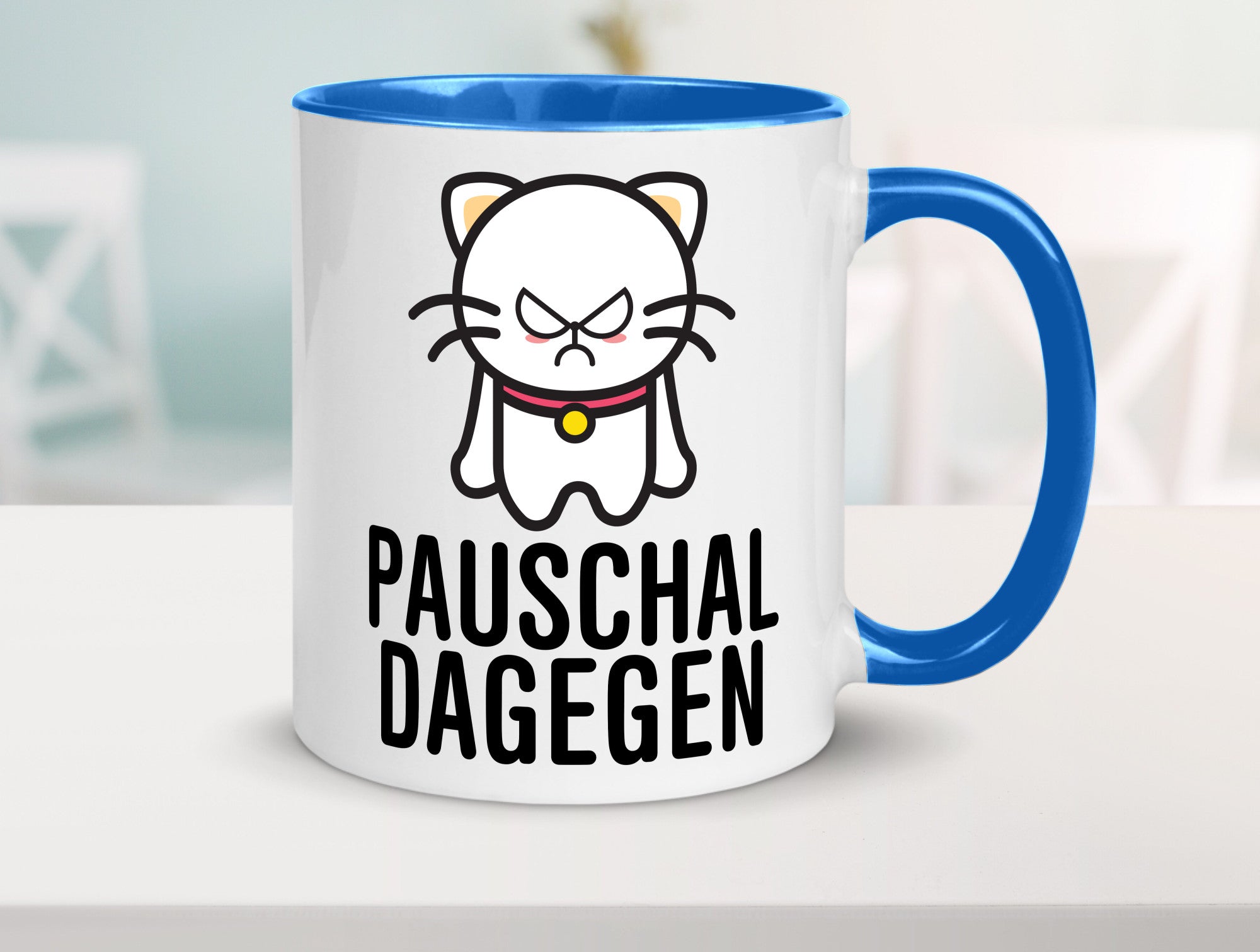 Pauschal dagegen | Katze Wut Geschenk Tierliebhaber Humor lustiger Spruch Tasse