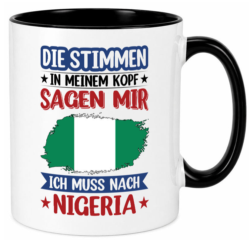 Nigeria | Urlaub Stimmen in meinem Kopf Traumland Geschenk Humor Geschenkidee Tasse
