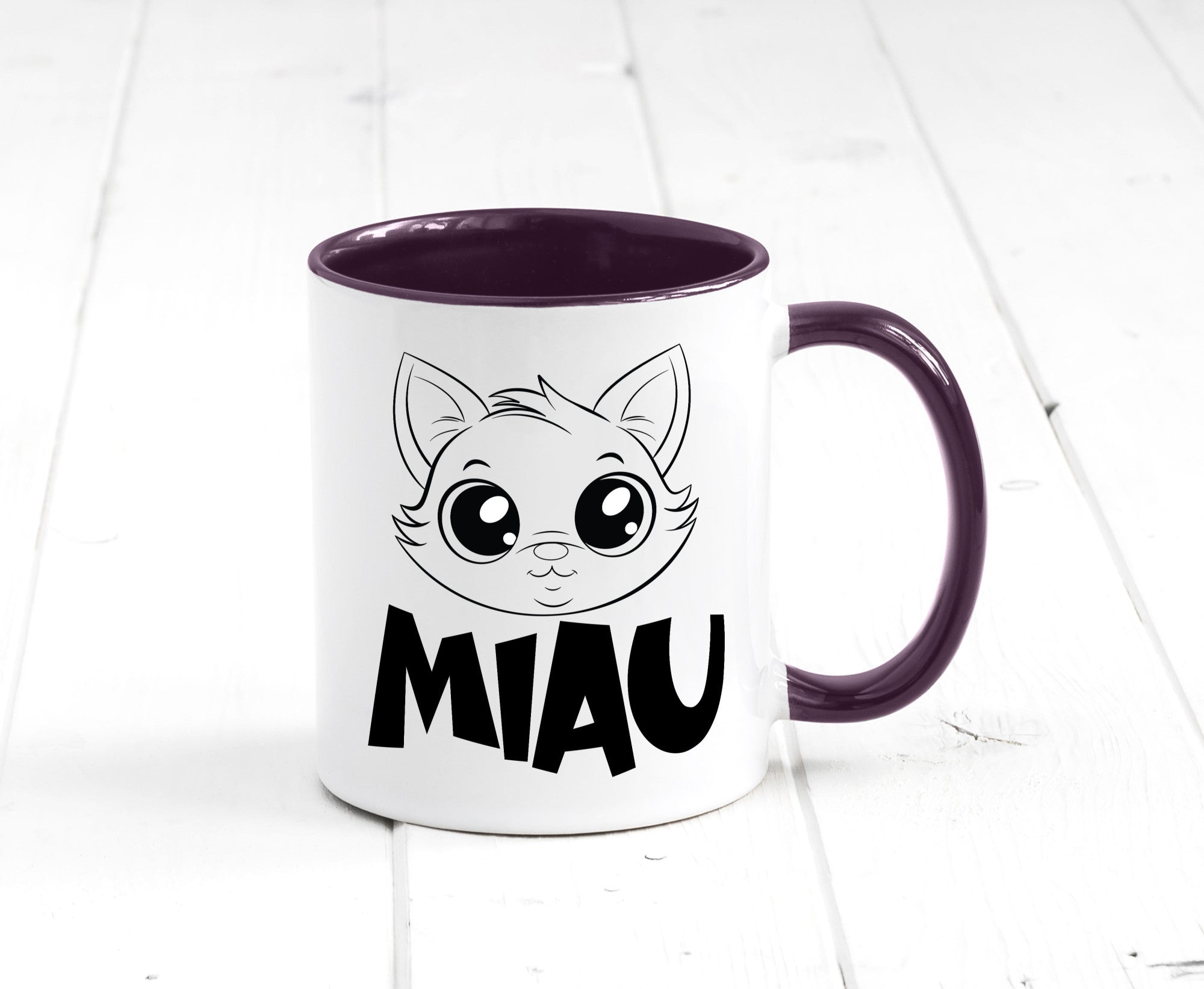 Miau | Katze Geschenkidee Tierliebhaber Humor Tasse