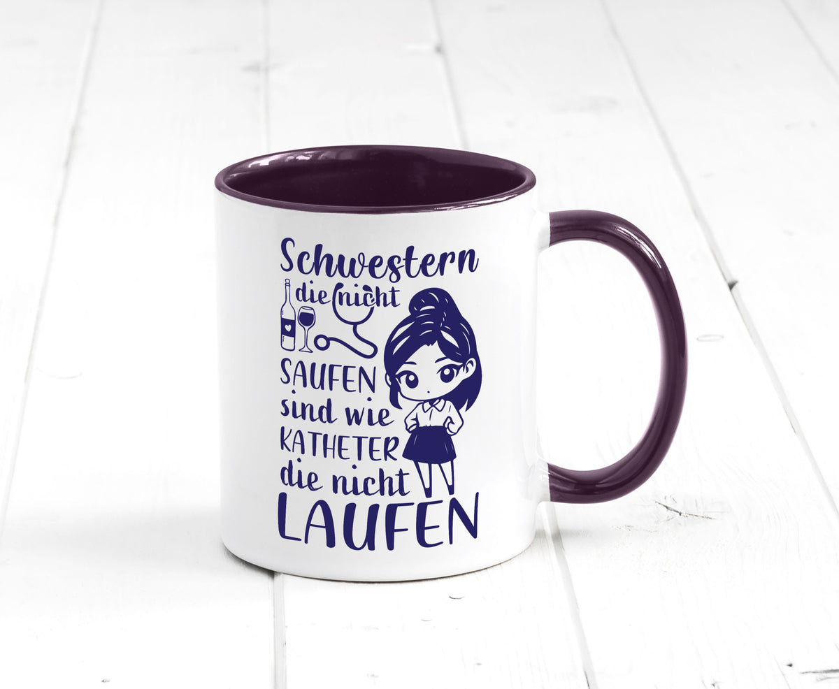 Schwestern die nicht saufen | Krankenschwester Alkolhol Geschenkidee Humor Tasse