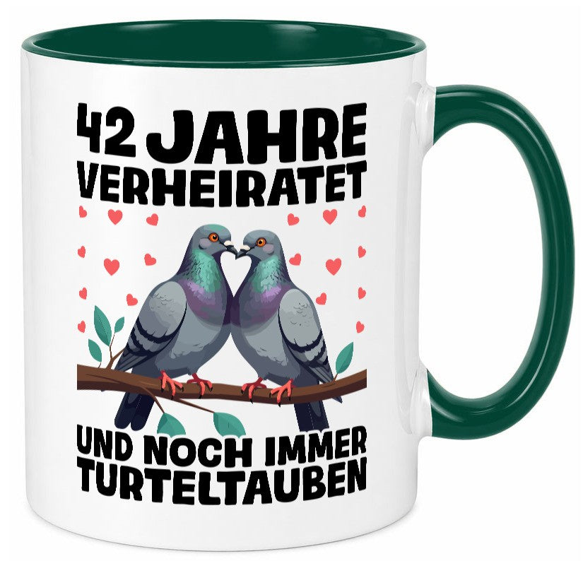 42 Jahre verheiratet | Turteltauben Ehe Ehepaar lustig Humor Geschenkidee Tasse