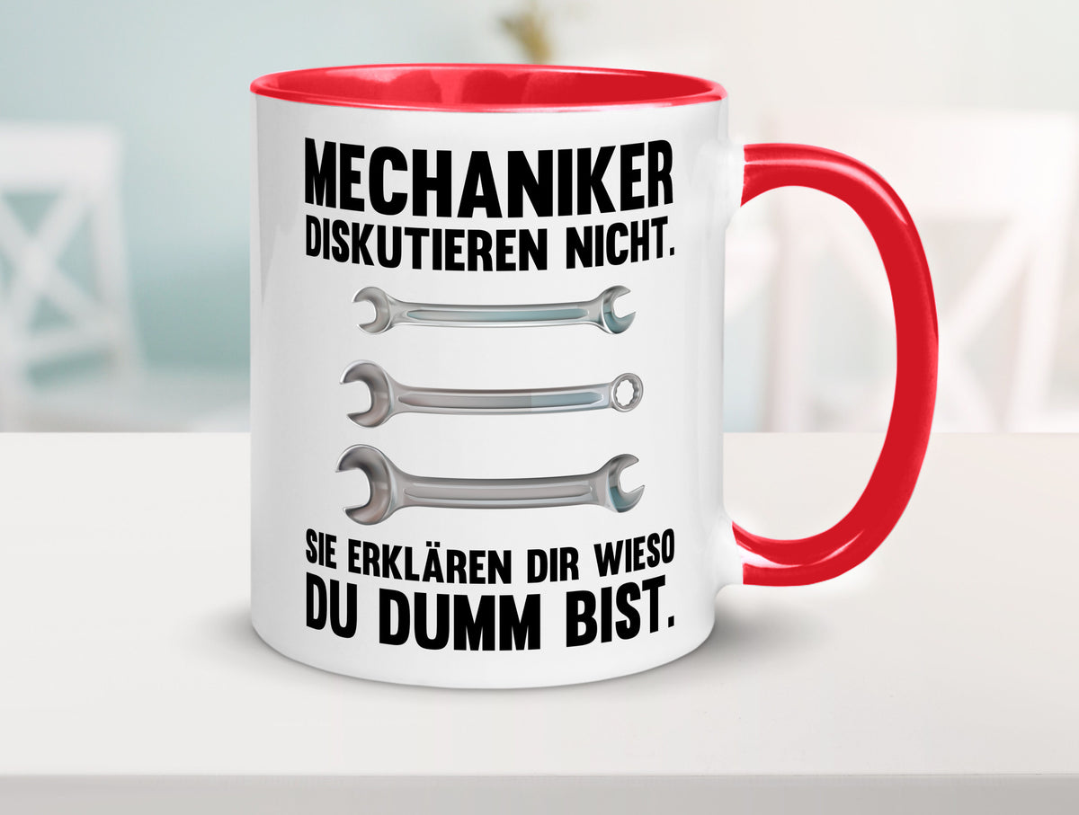 Mechaniker Diskutieren nicht sie erklären nur wieso Geschenkidee Tierliebhaber Tasse