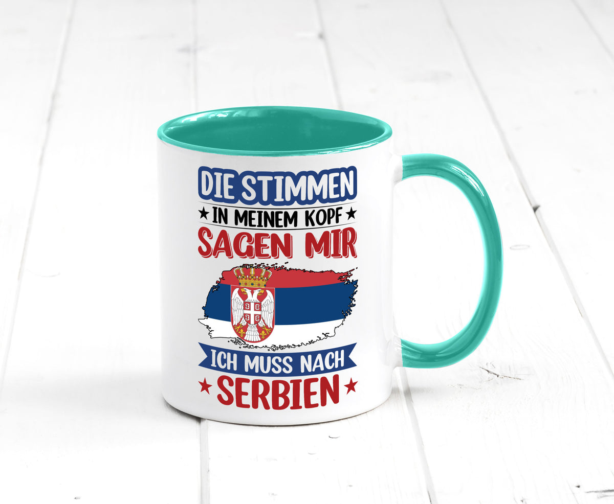 Serbien | Urlaub Stimmen in meinem Kopf Traumland v2 Geschenk Humor Tasse