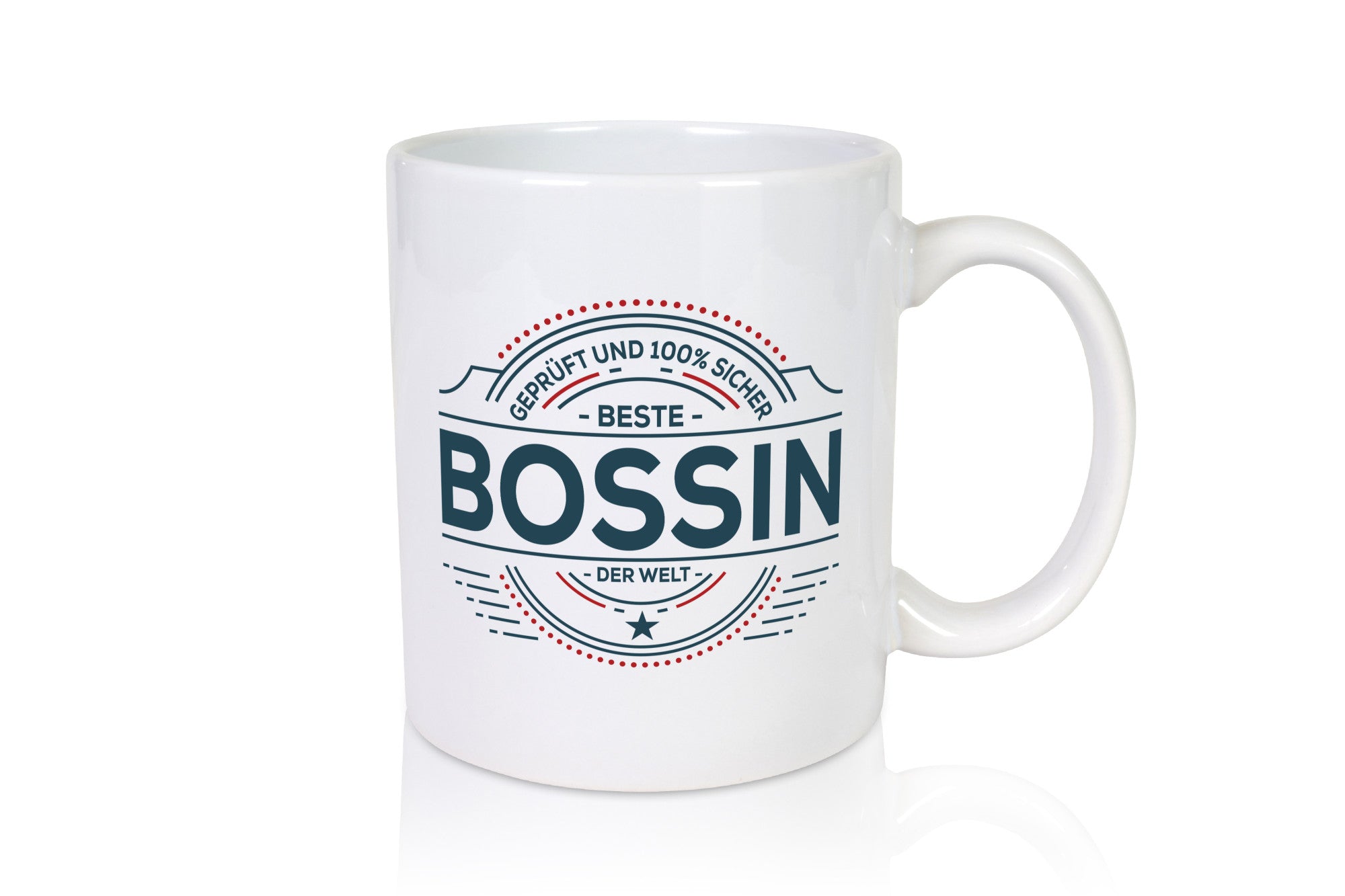 Geprüft und sicher: Bossin | Führungskraft Vorgesetzte Geschenkidee Humor Tasse