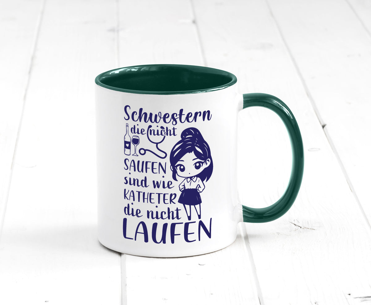 Schwestern die nicht saufen | Krankenschwester Alkolhol Geschenkidee Humor Tasse