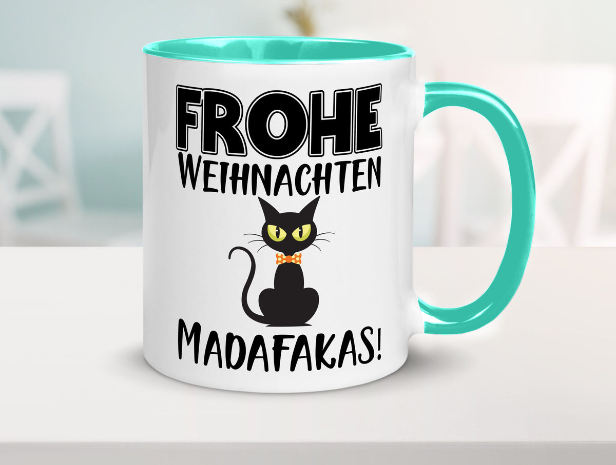 Frohe Weihnachten Madafakas! | Katze Tasse Vintage lustiger Spruch Geschenk