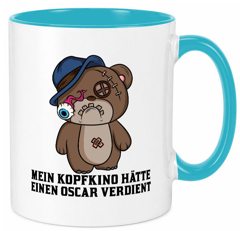 Mein Kopfkino hätte Oscar verdient | kaputter Bär Comic lustiger Spruch Tasse