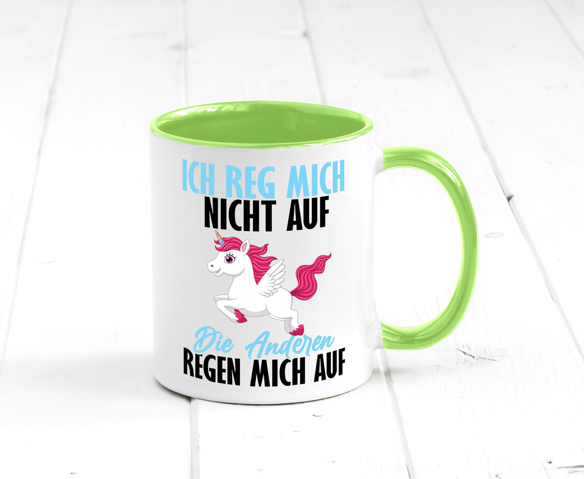 Ich reg mich nicht auf lustiger Spruch Geschenk Humor Geschenkidee Tasse