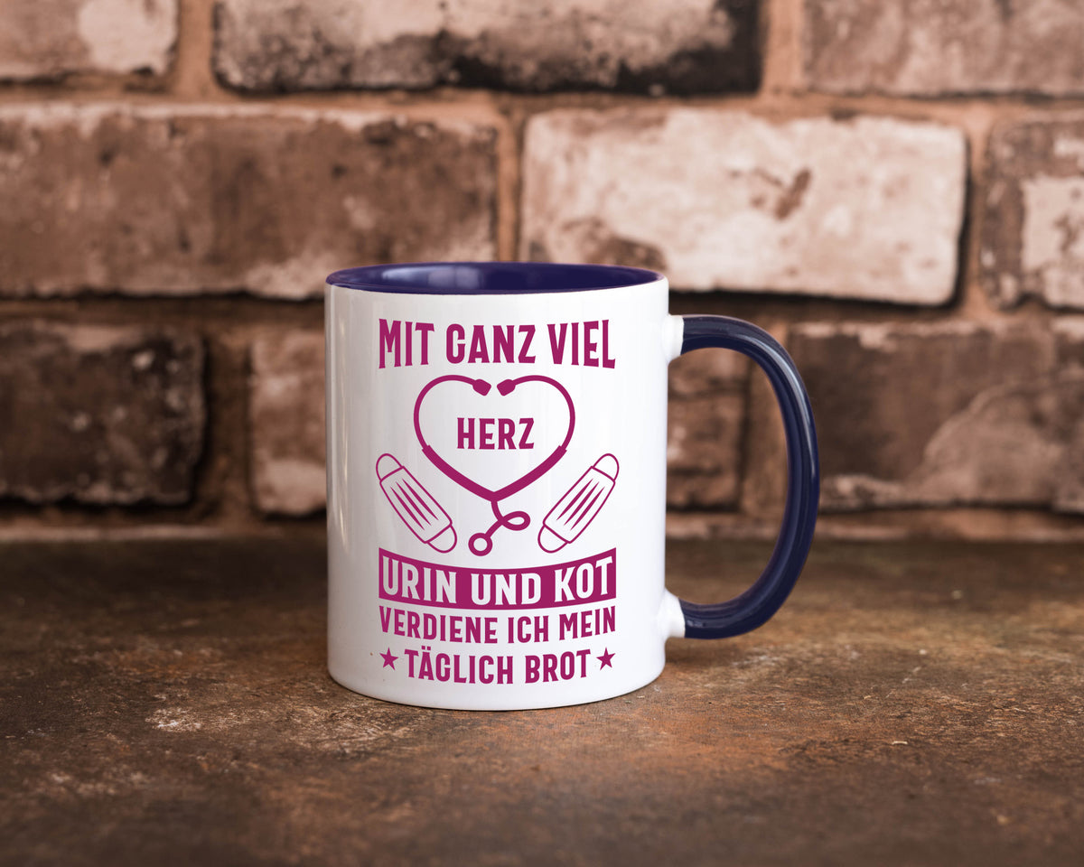 Herz, Urin, Kot, damit verdien ich mein Brot | Stethoskop Geschenk Humor Tasse