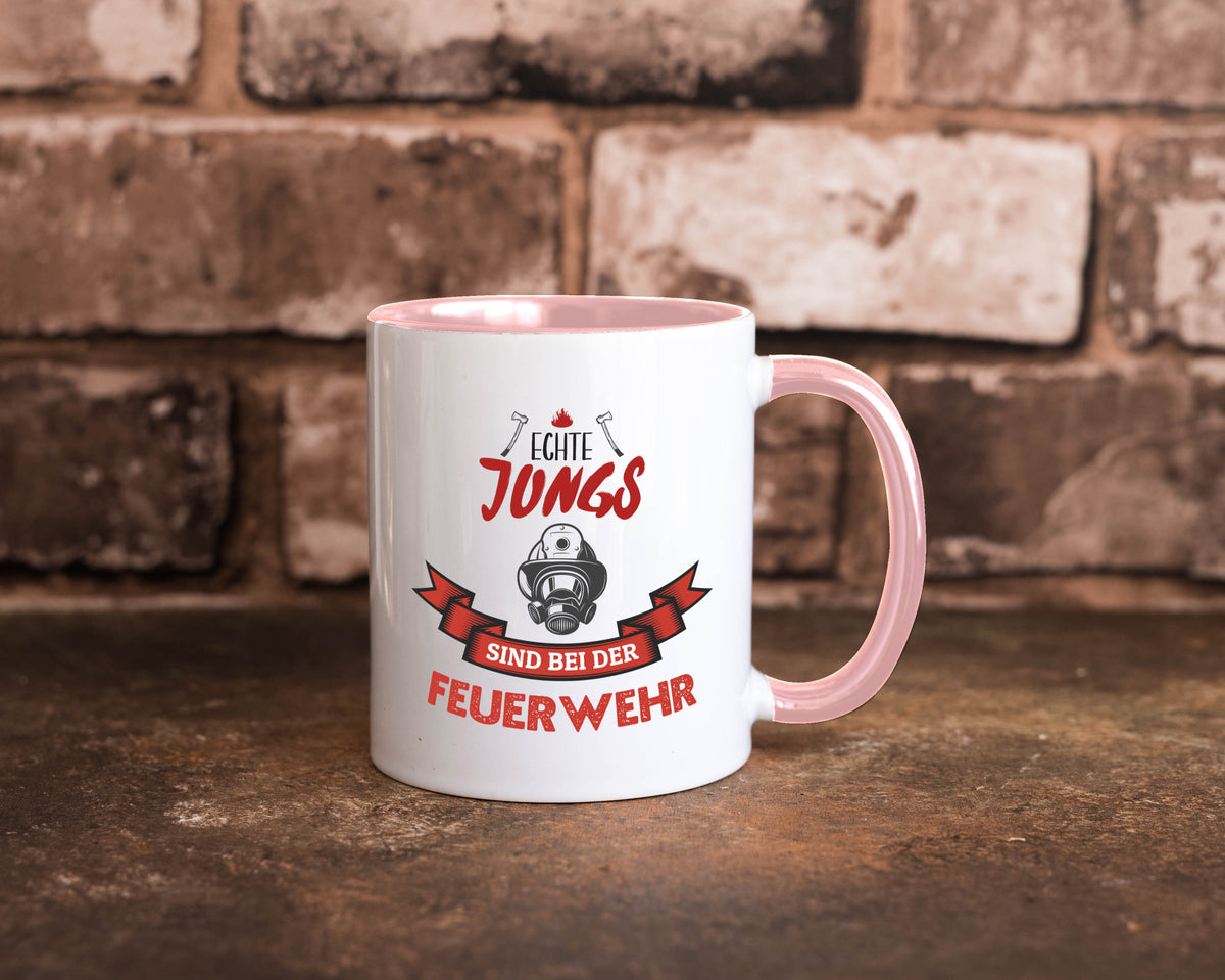 Echte Jungs sind bei der Feuerwehr | Feuerwehrmann lustiger Spruch Geschenk Tasse