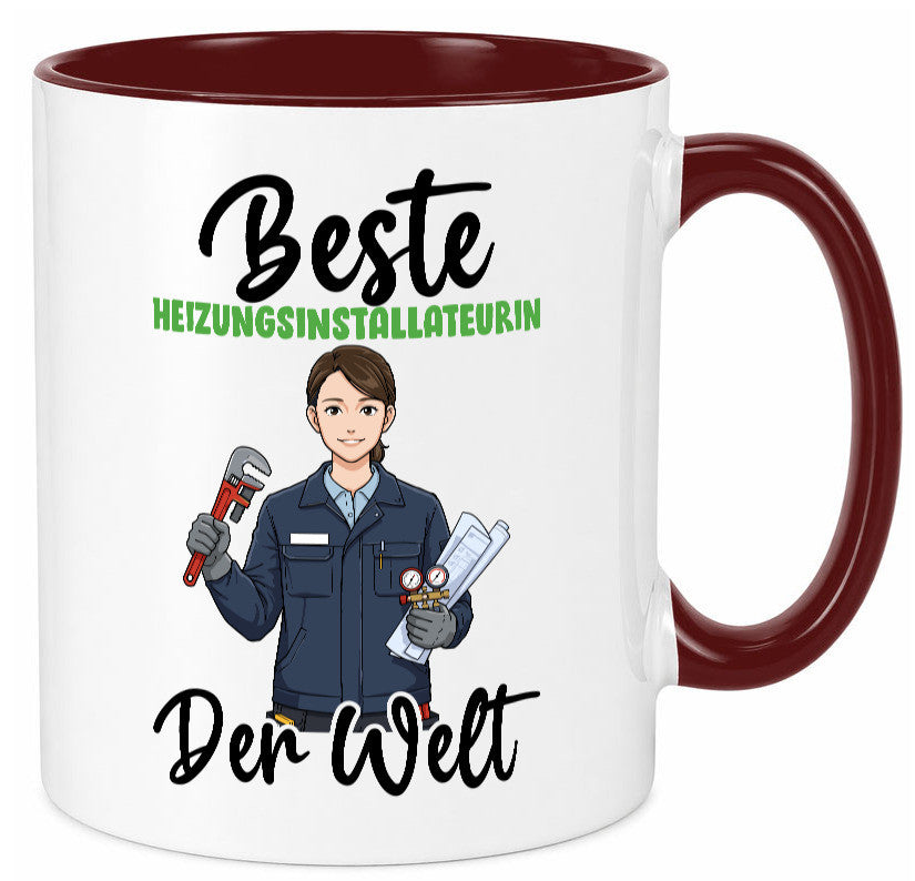 Beste Heizungsinstallateurin | Heizung v2 lustiger Spruch Geschenk Humor Tasse