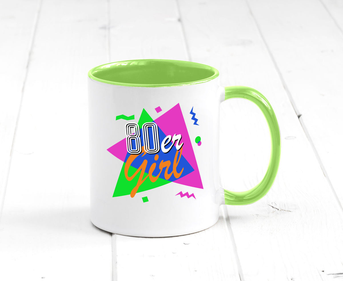 80er Girl - Jahre bunt + verrückt retro Humor Geschenkidee Tasse