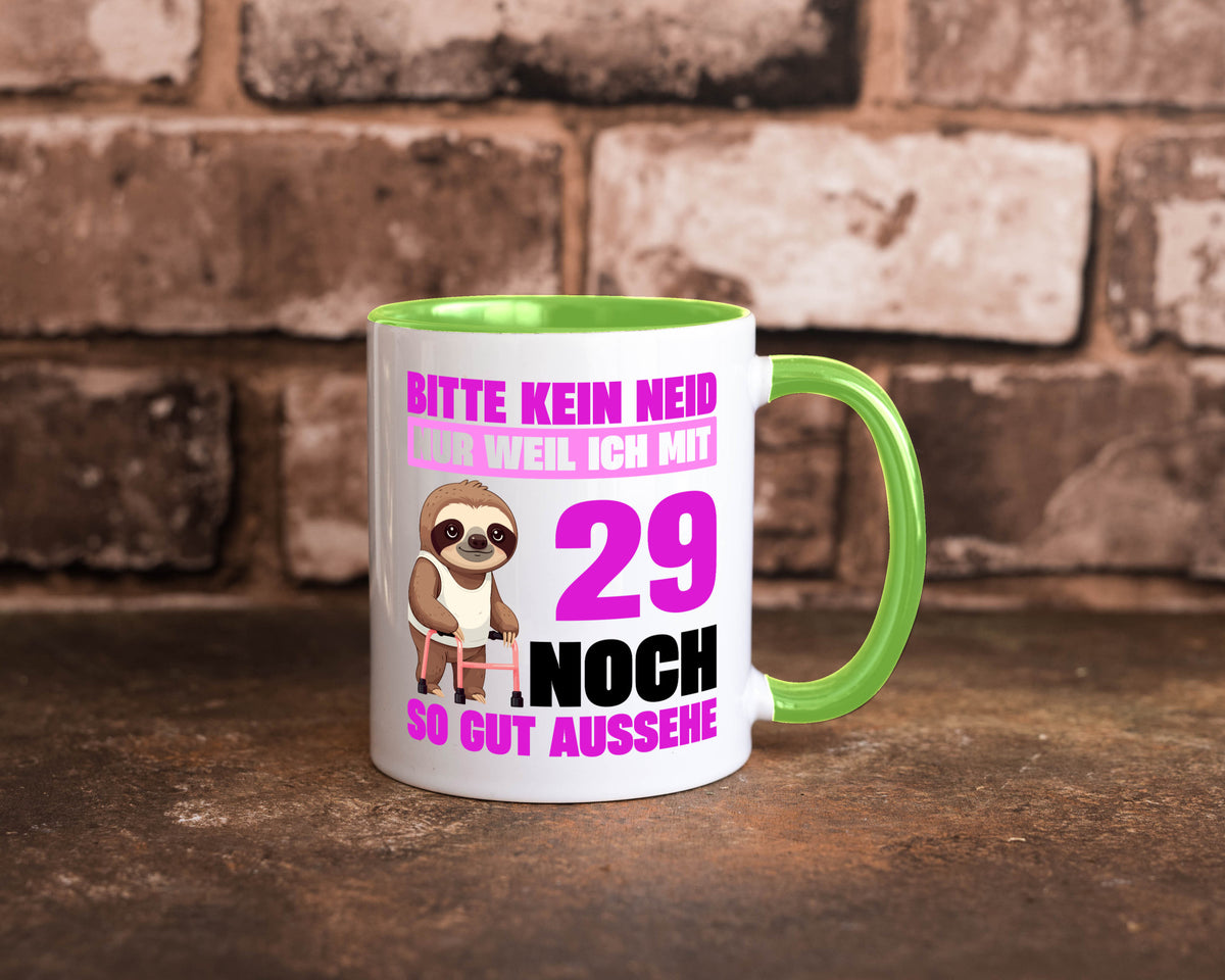 29. Geburtstag | Bitte kein neid Faultier 29 Jahre Humor Geschenkidee Tasse