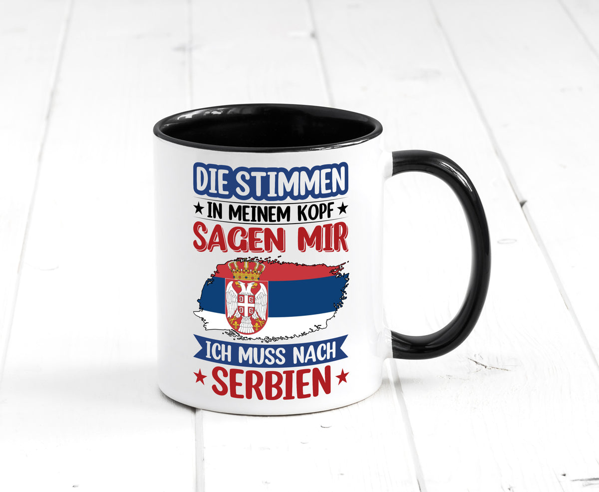 Serbien | Urlaub Stimmen in meinem Kopf Traumland v2 Geschenk Humor Tasse