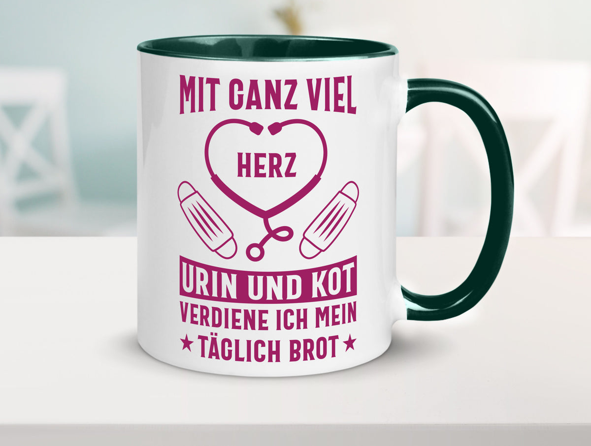 Herz, Urin, Kot, damit verdien ich mein Brot | Stethoskop Geschenk Humor Tasse