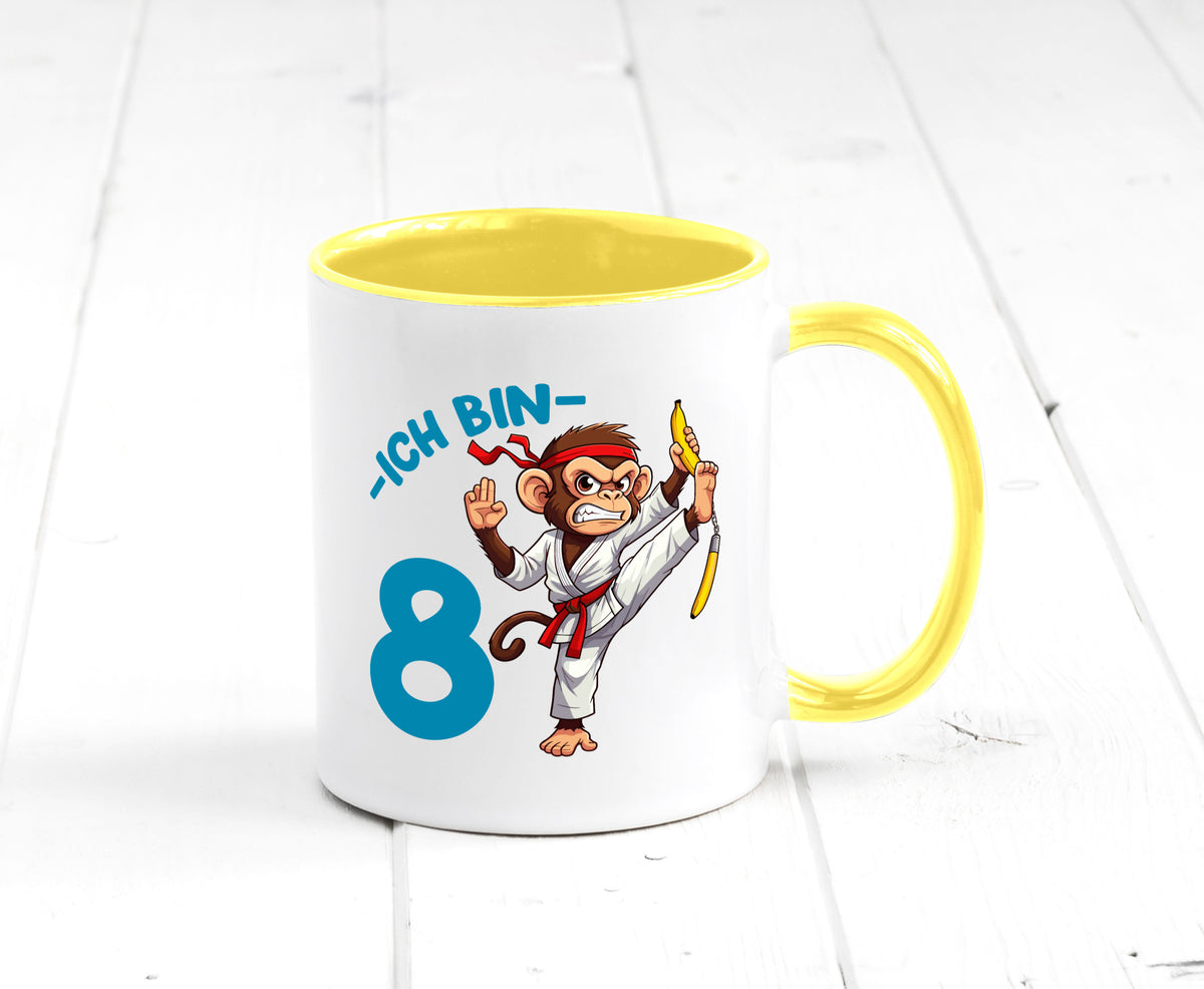 Ich bin 8 | 8. Geburtstag Karate Kampfsport Affe lustiger Spruch Geschenk Tasse