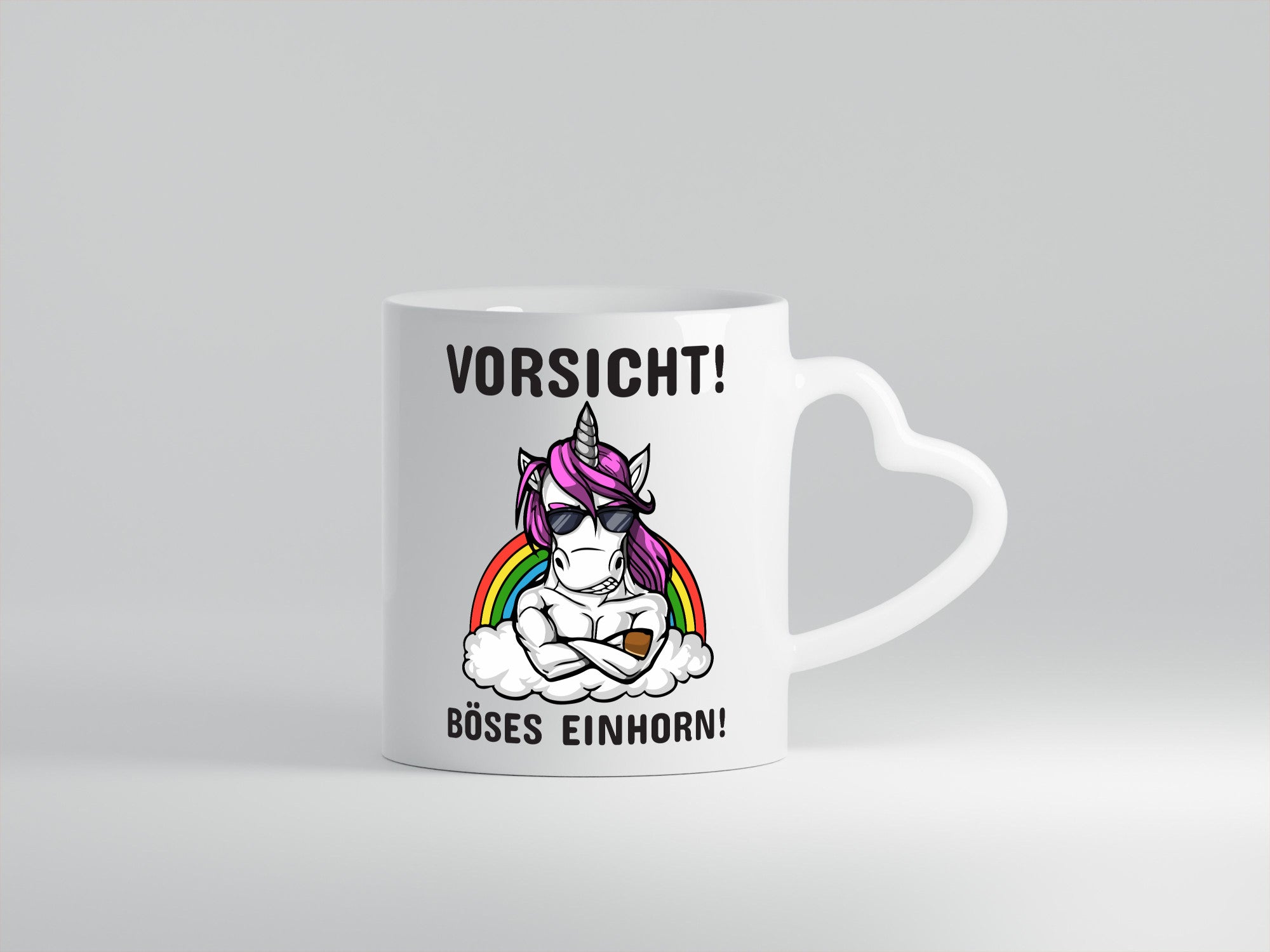 Vorsicht! Böses Einhorn | Spruchtasse mit Motiv Geschenk Humor Geschenkidee