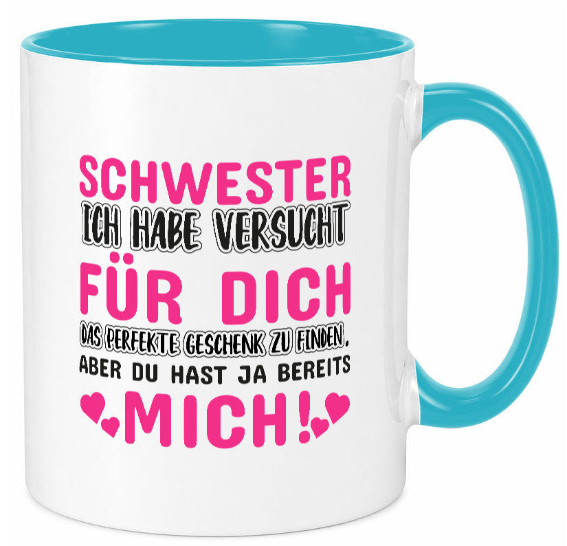 Schwester Tasse | lustiger Spruch Geschwisterliebe v2 Humor Geschenkidee