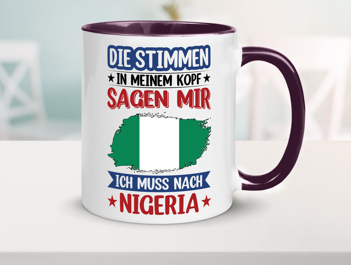 Nigeria | Urlaub Stimmen in meinem Kopf Traumland Geschenk Humor Geschenkidee Tasse