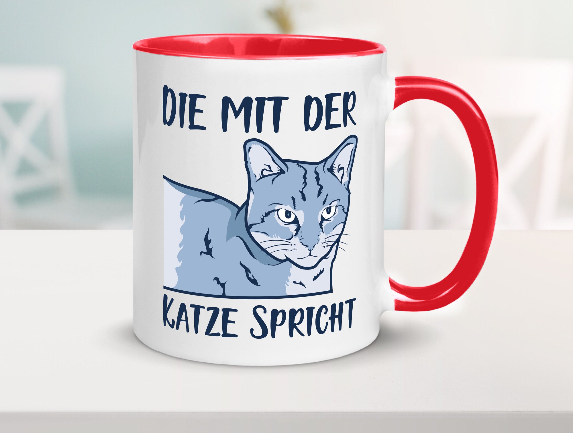 Die mit der Katze spricht | Humor Tierliebhaber Geschenkidee Tasse