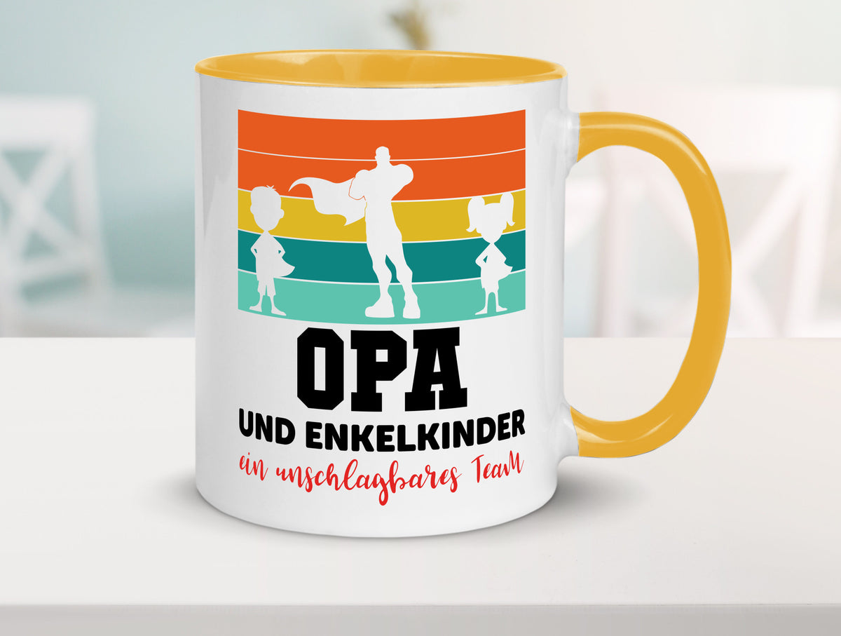 Opa und Enkelkinder ein unschlagbares Team Geschenkidee Familie Humor Tasse