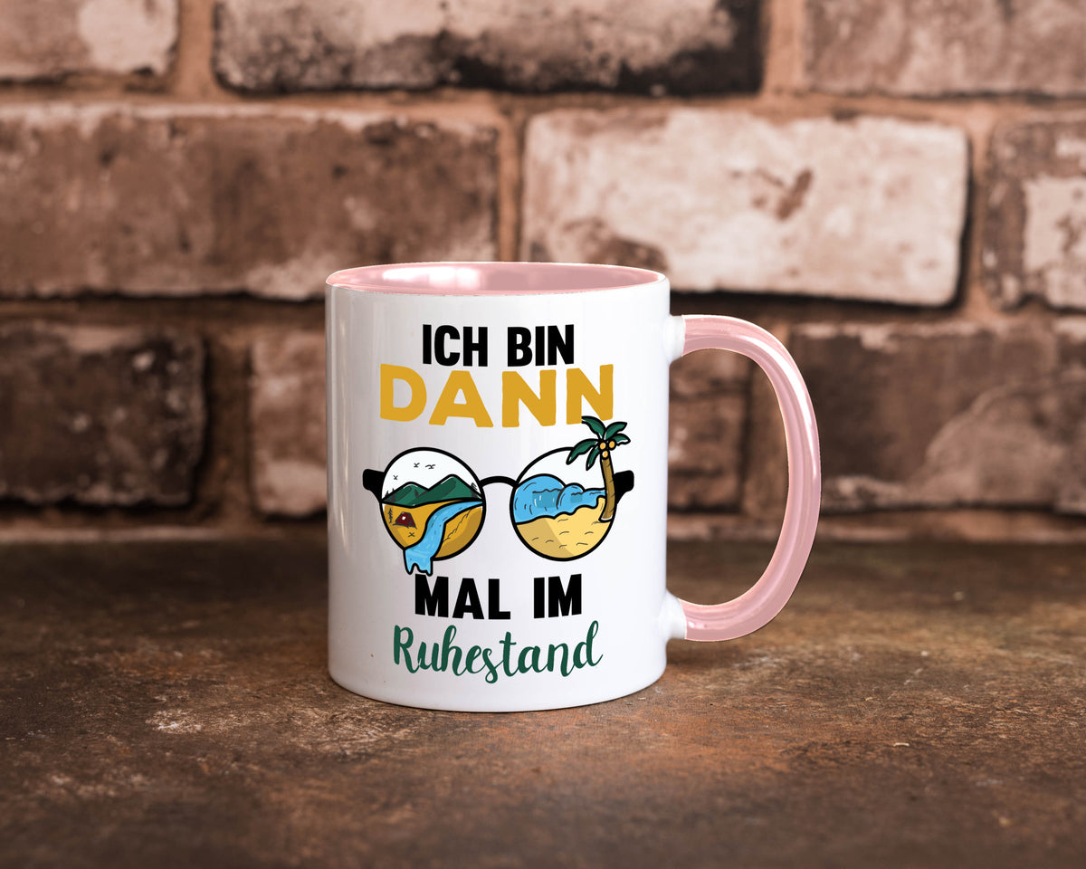 Bin dann mal im Ruhestand | Sonnenbrille Palme Meer lustig Jubiläum Geschenk Tasse
