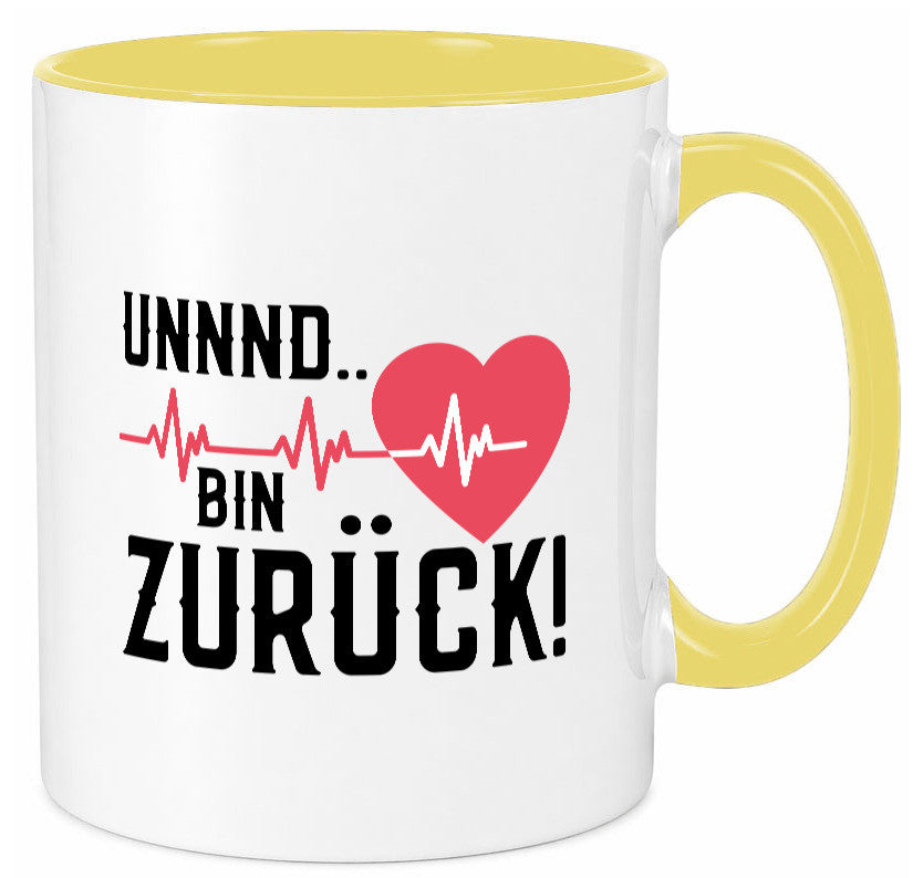 Bin zurück | Herzschlag Reanimation Puls Arzt Klinik Geschenk Humor Tasse