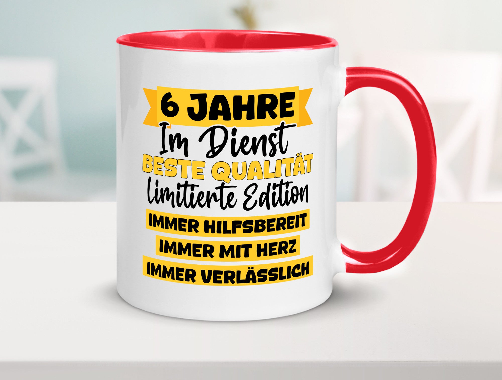6 Jahre im Dienst | Jubiläum Arbeit v8 Geschenkidee Kollegen Büro Humor Tasse