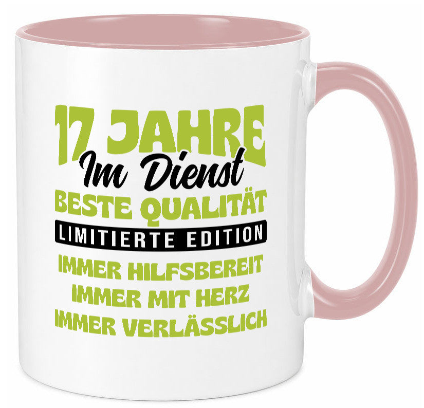 17 Jahre im Dienst | Jubiläum Arbeit v4 Geschenk Kollegen Büro lustiger Spruch Tasse