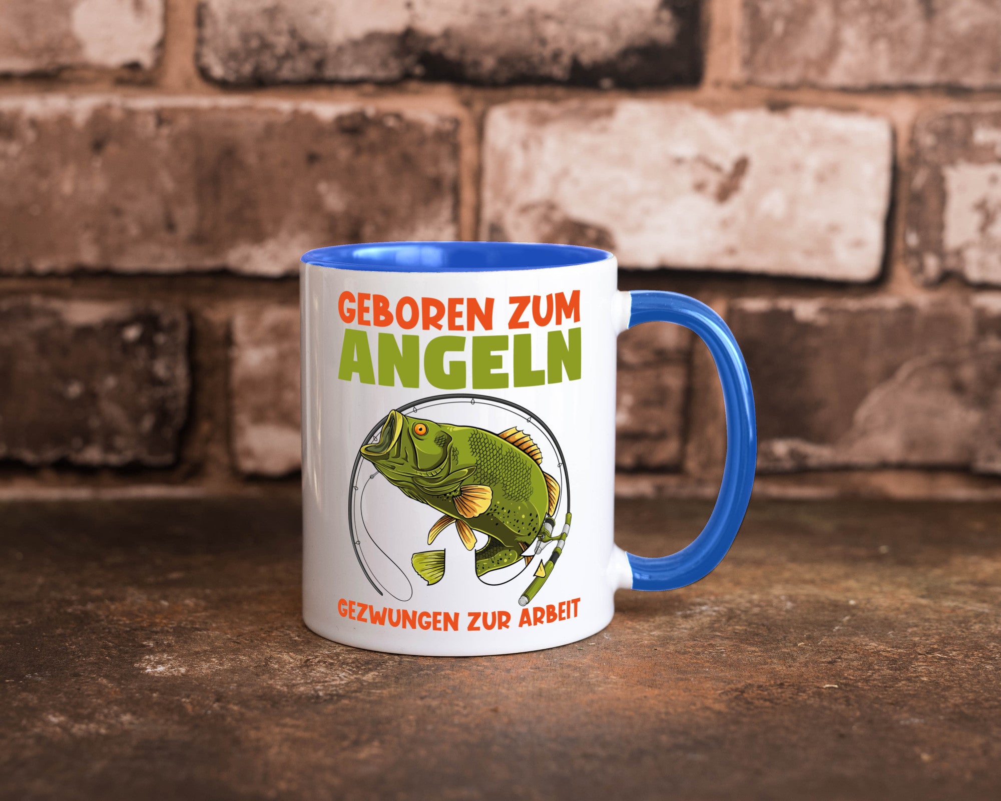 Geboren zum Angeln | Angler Tasse Fischer Spruch Humor Geschenkidee