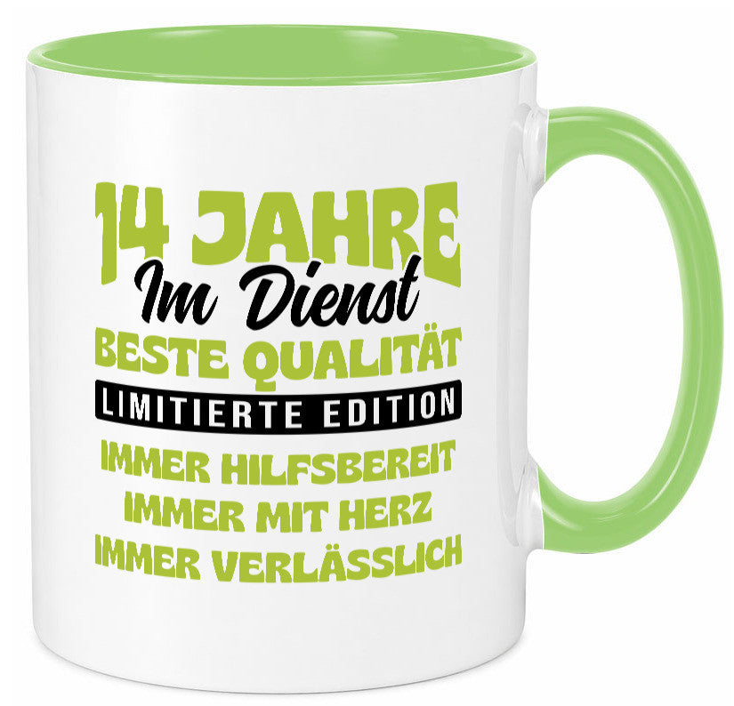 14 Jahre im Dienst | Jubiläum Arbeit v4 Geschenkidee Kollegen Büro Humor Tasse