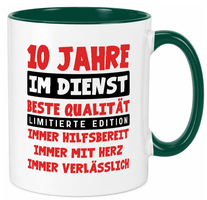 10 Jahre im Dienst | Jubiläum Arbeit v9 lustig Kollegen Büro Geschenk Tasse