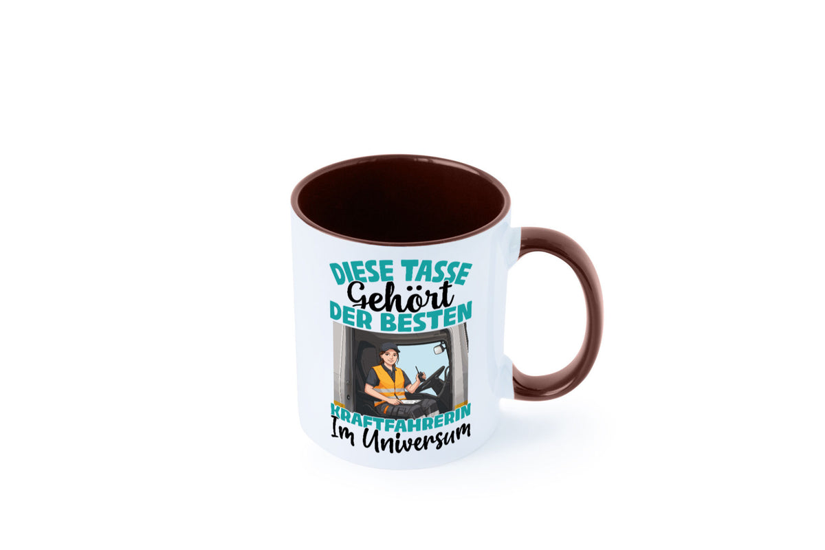 Im Universum: Kraftfahrerin | Lastwagen LKW lustig Humor Geschenkidee Geschenk Tasse