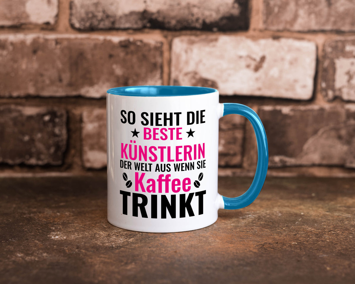 Kaffee trinkt: Künstlerin | Kunst Geschenk Humor Geschenkidee lustiger Spruch Tasse