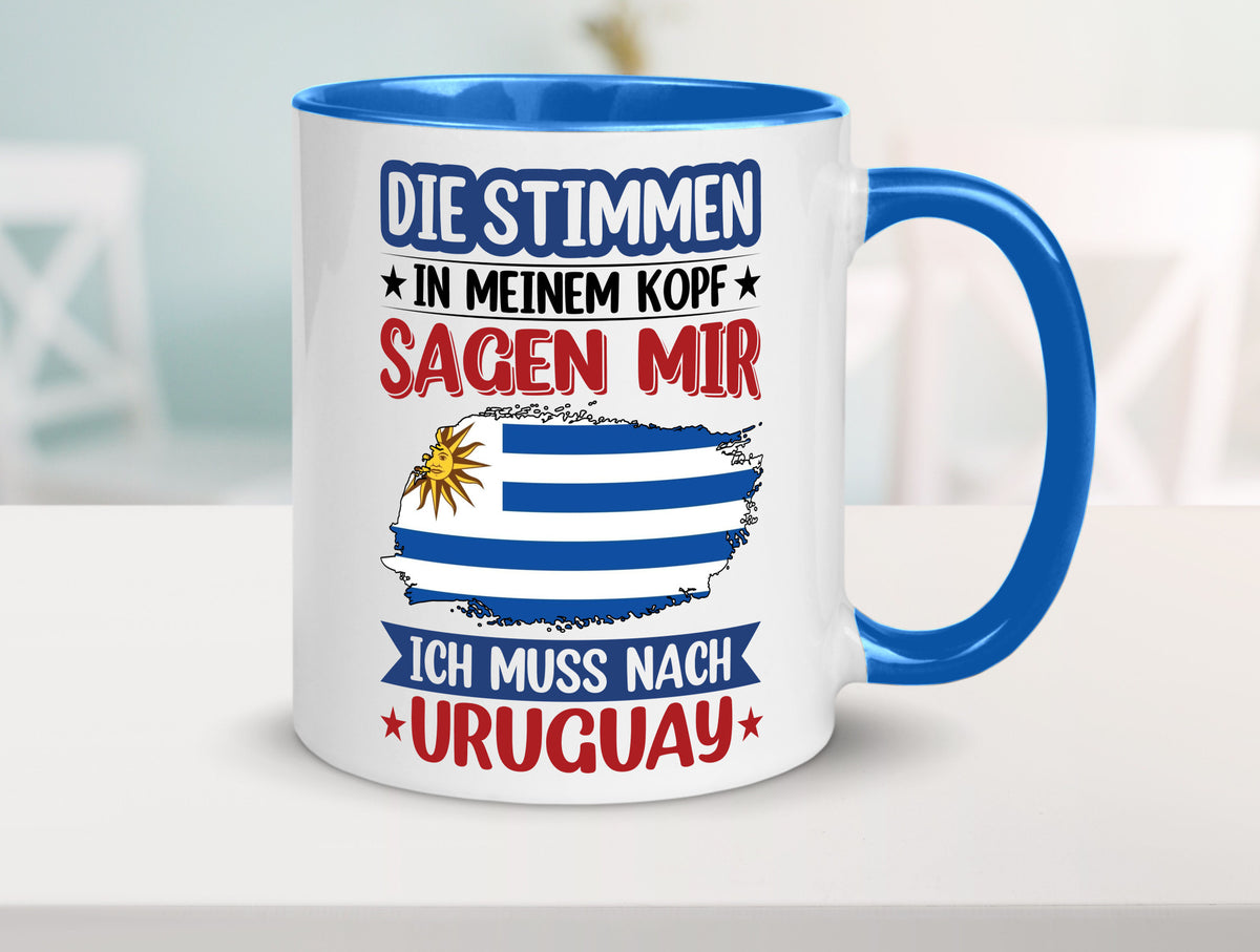 Uruguay | Urlaub Stimmen in meinem Kopf Traumland Geschenk Humor Geschenkidee Tasse