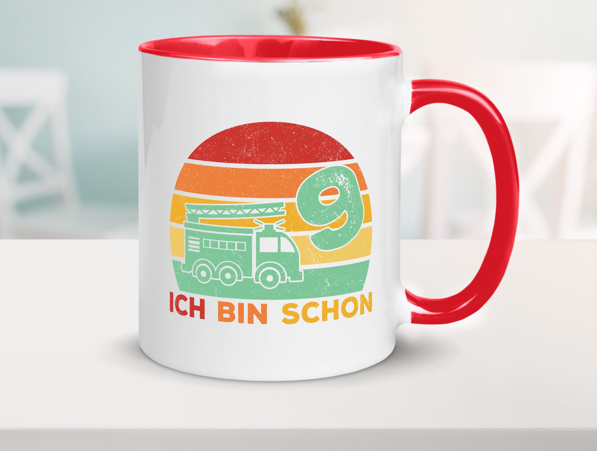 9. geburtstag | Feuerwehrauto 9 Jahre Feuerwehr Geschenk Geschenkidee lustiger