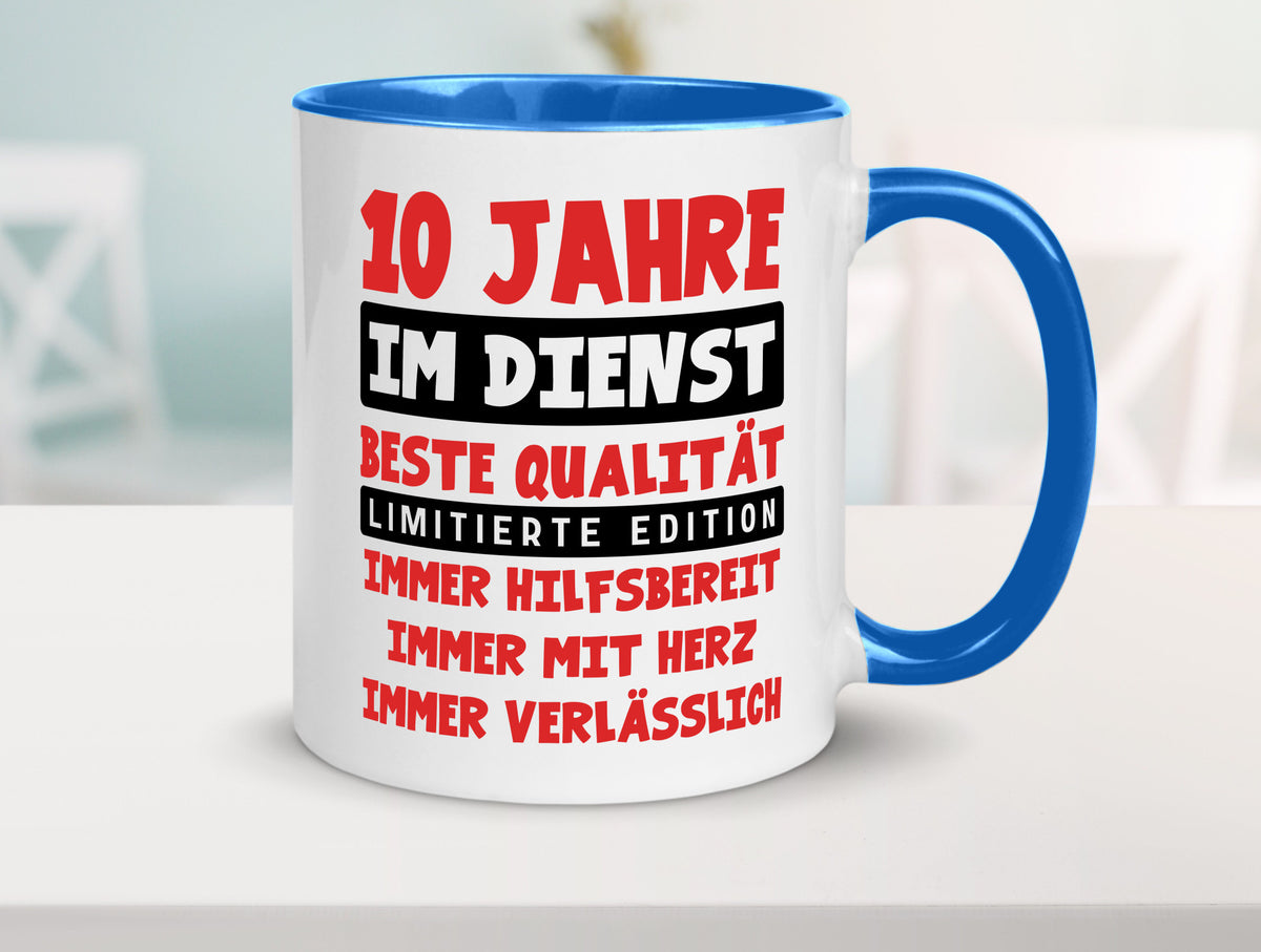 10 Jahre im Dienst | Jubiläum Arbeit v9 lustig Kollegen Büro Geschenk Tasse