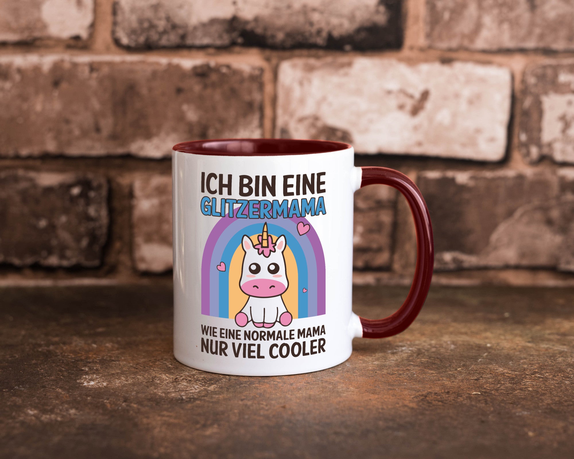 Glitzermama, wie normal, nur cooler | Einhorn Geschenkidee Familie Humor Tasse
