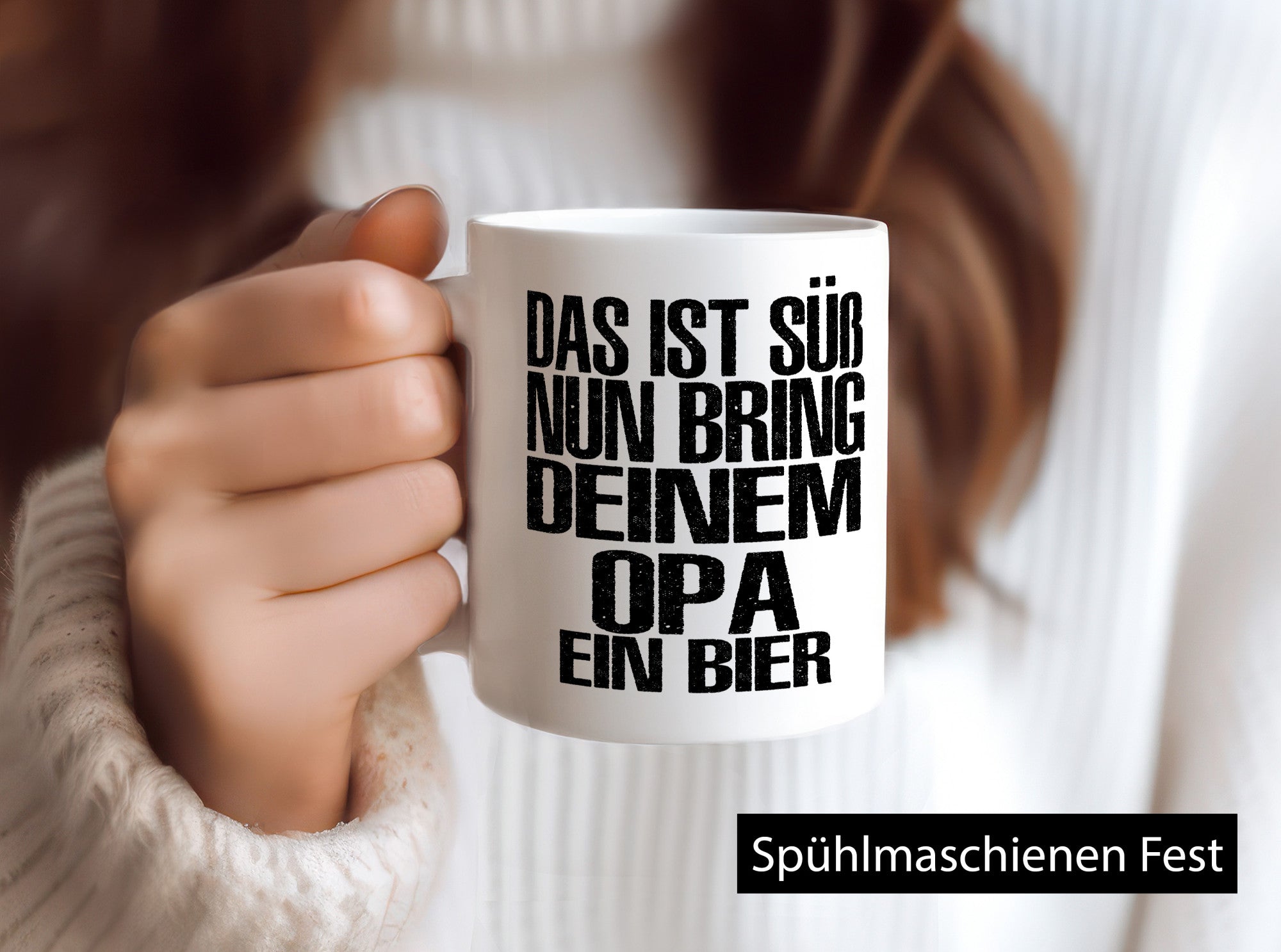 Süß, bring deinem Opa Bier | Geschenk Familie Geschenkidee lustiger Spruch Tasse