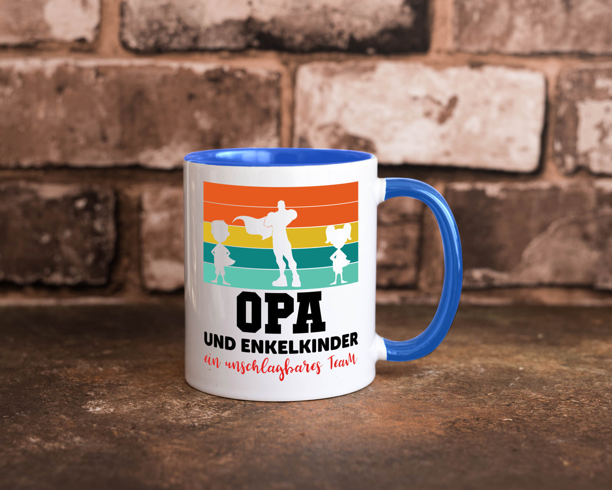 Opa und Enkelkinder ein unschlagbares Team Geschenkidee Familie Humor Tasse