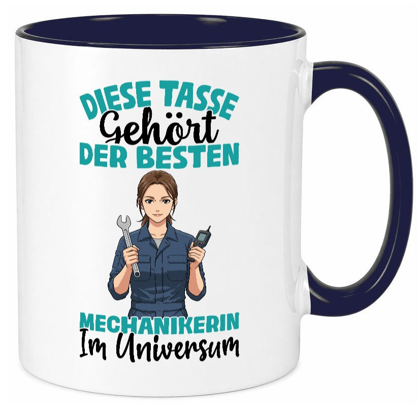 Im Universum: Mechanikerin | KFZ lustiger Spruch Geschenk Humor Geschenkidee Tasse