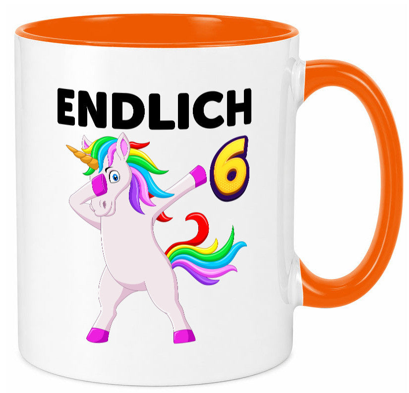 6. Geburtstag | endlich 6 Jahre Einhorn Mädchen Geschenkidee Humor Tasse