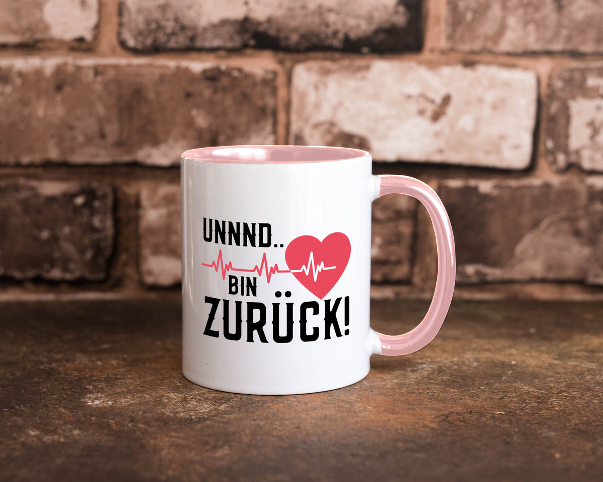 Bin zurück | Herzschlag Reanimation Puls Arzt Klinik Geschenk Humor Tasse